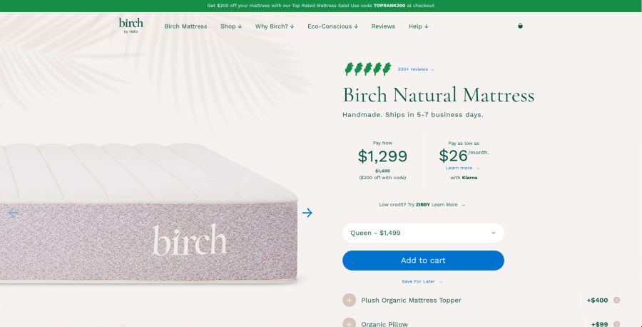 Birch Natural Mattress. By Helix