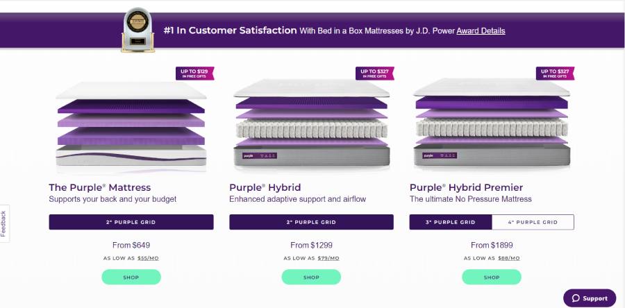 Purple Mattress cost and offers